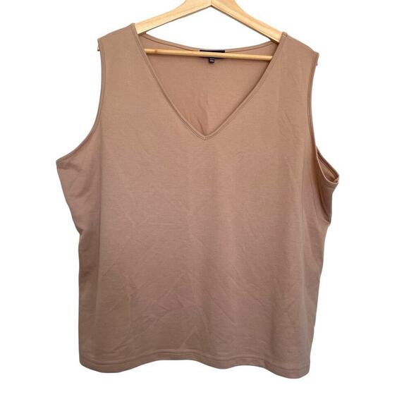 NYDJ Tank Top Tan Sleeveless V-Neck Stretch Size 0X 1X - Picture 1 of 5